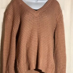 Cozy V-Neck Knit Sweater in blush pink